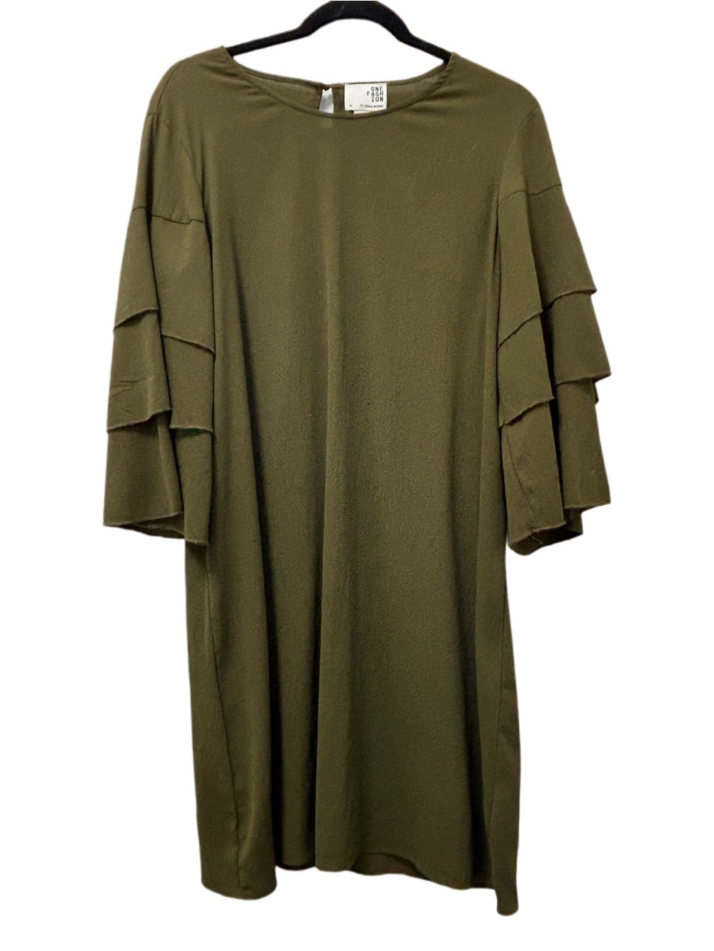 Vero Moda Olive Green Tiered Ruffle Sleeve Midi Dress